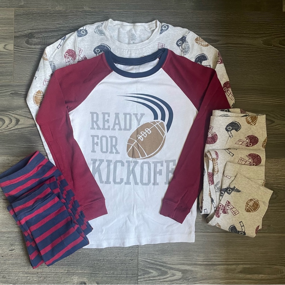 Fitted Football Theme Pajama Set